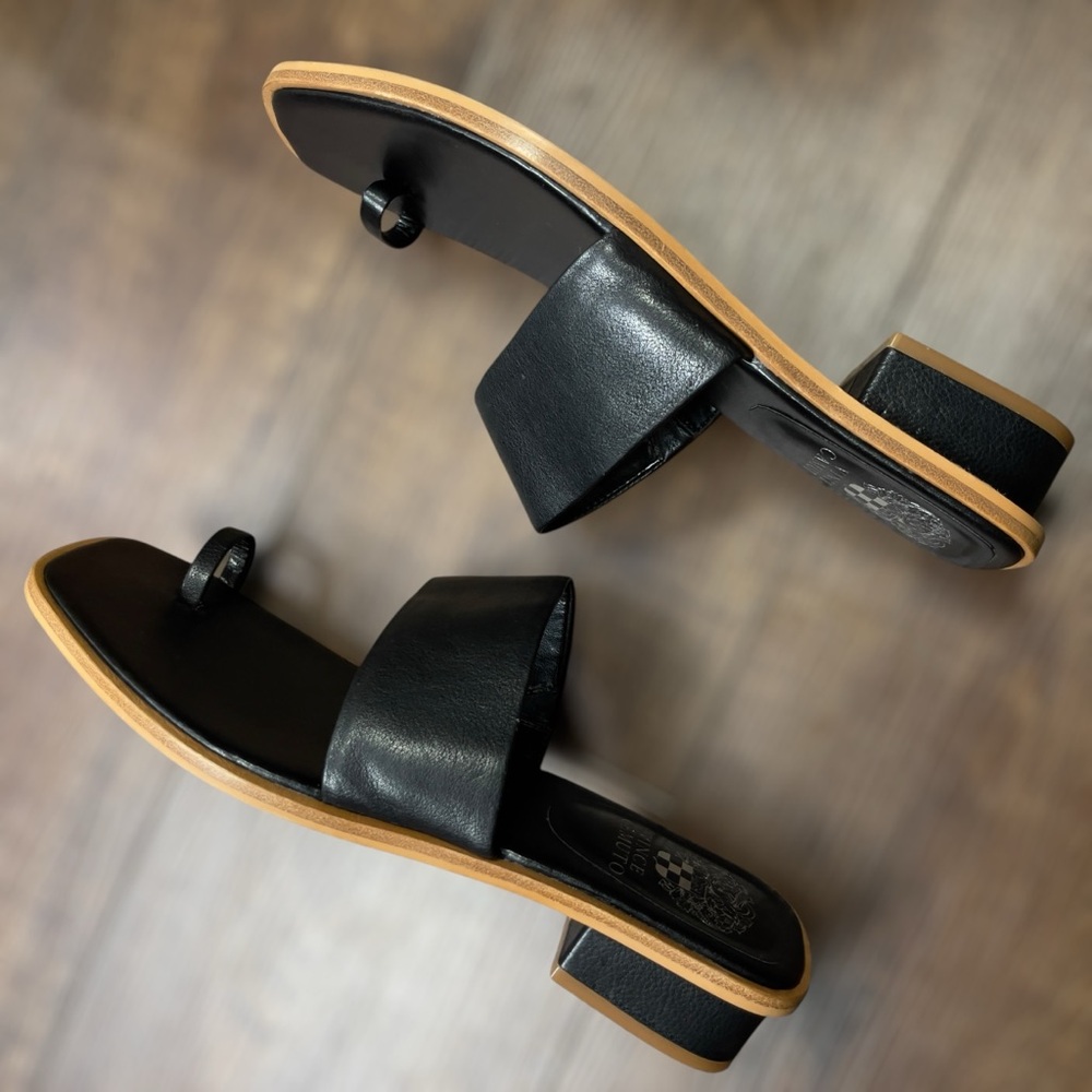 VINCE CAMUTO Black Leather Sandals • Yelinda • Size 11 • Women - Picture 6 of 10